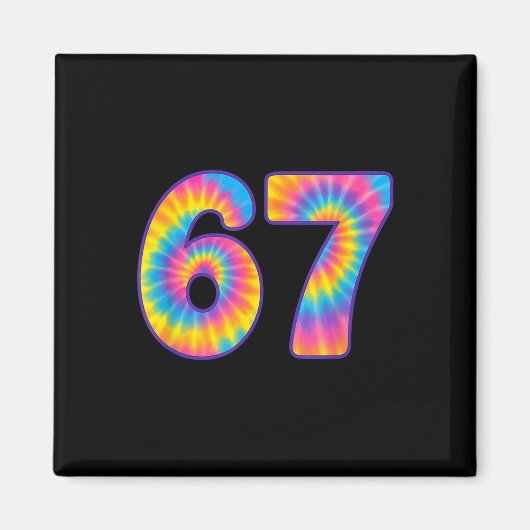 67 Meme Tie Dye Retro Sechs Sieben Magnet (Vorne)