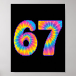 67 Meme Tie Dye Retro Sechs Sieben Poster