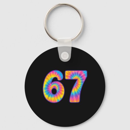 67 Meme Tie Dye Retro Sechs Sieben Schlüsselanhänger (Vorderseite)