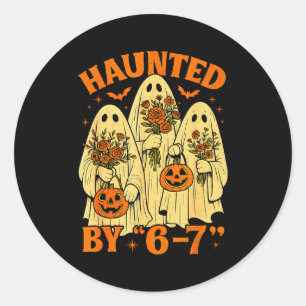 67 Meme Trendiger Geist Halloween Lustig Six Seven Runder Aufkleber