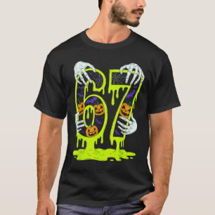67 Meme Trendiger Skelett Halloween Lustig Six Sev T-Shirt