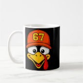 67 Meme Truthahn Gesicht Sechs Sieben Erntedankfes Kaffeetasse (Links)
