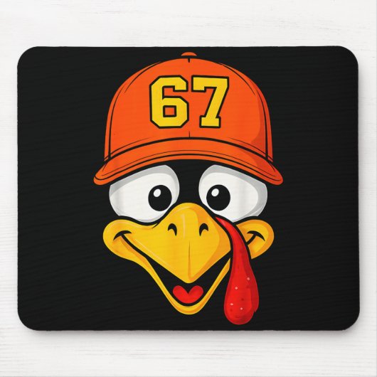 67 Meme Truthahn Gesicht Sechs Sieben Erntedankfes Mousepad (Vorne)