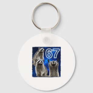67 Meme Waschbär Heult den Mond an Parodie Six Sev Schlüsselanhänger