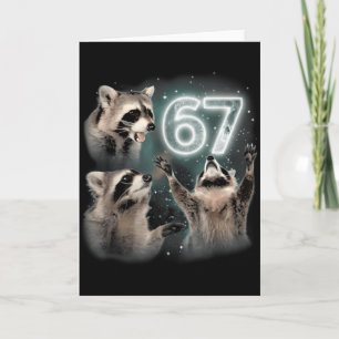 67 Meme Waschbär heult den Mond an Sechs Sieben Mü Karte