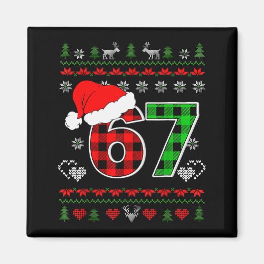 67 Meme Weihnachten Six Seven Xmas hässlicher Pull Magnet (Vorne)