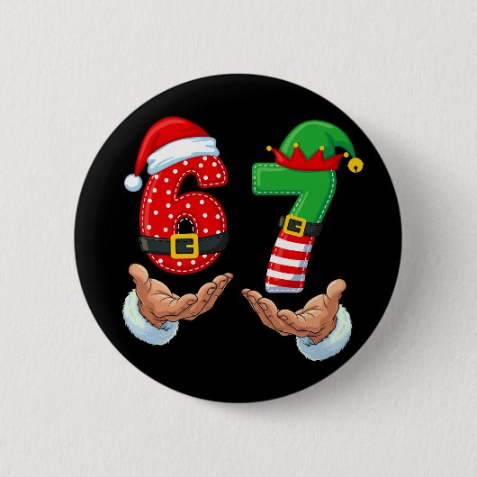 67 Meme Weihnachtsmann Hände Button (Vorderseite)