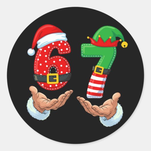 67 Meme Weihnachtsmann Hände Runder Aufkleber (Vorderseite)