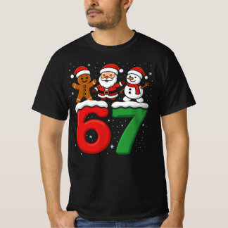 67 Meme Xmas Six Seven Santa Snowman Christmas  T-Shirt