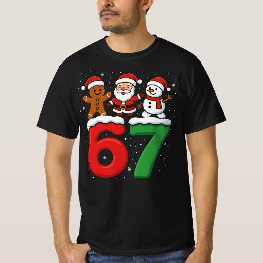 67 Meme Xmas Six Seven Santa Snowman Christmas  T-Shirt (Vorderseite)