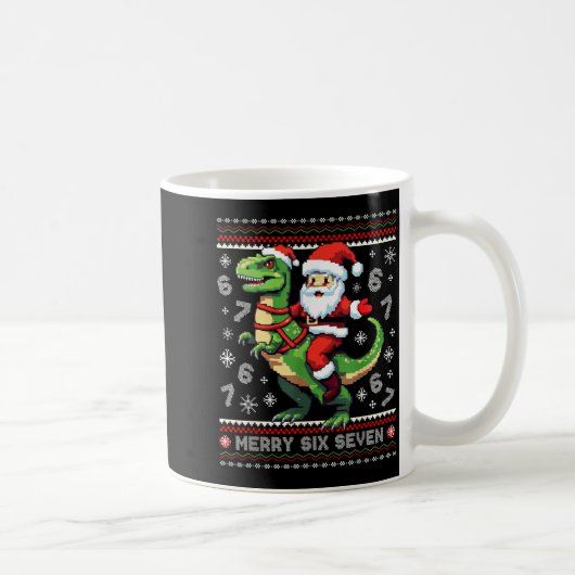67 Merry Six Seven Santa T Rex Funny Ugly Christma Kaffeetasse (Rechts)