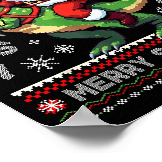 67 Merry Six Seven Santa T Rex Funny Ugly Christma Poster (Ecke)