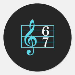 67 Musik Meme Slang Six Seven Musiklehrer Lustig Runder Aufkleber