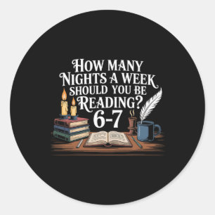 67 Nächte Lesememe für Bibliophile Englisch Te Runder Aufkleber