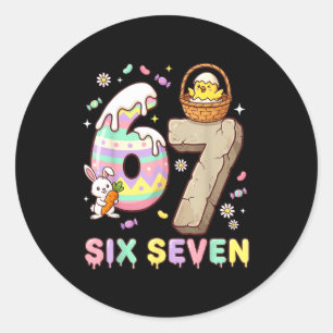 67 Ostern Six Seven Hase Küken Ostern Ei Lustig 6 Runder Aufkleber