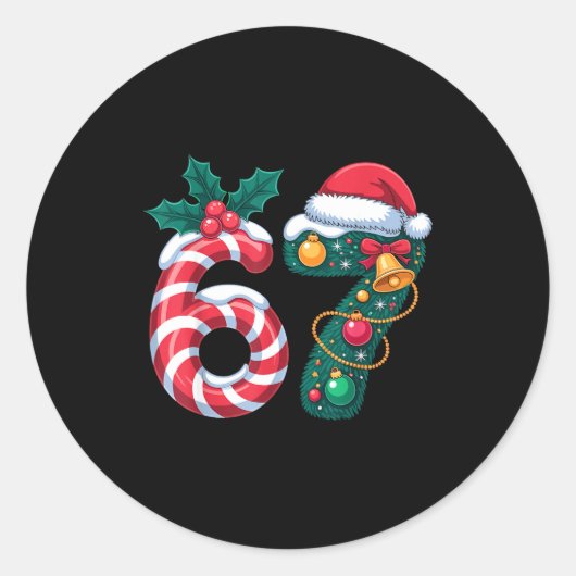 67 Pajama Holiday Shirt 6 7 Meme Funny 67 Christma Runder Aufkleber (Vorderseite)