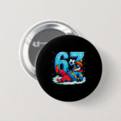 67 Penguin Soccer Funny Winter Meme Gift Button (Vorne & Hinten)