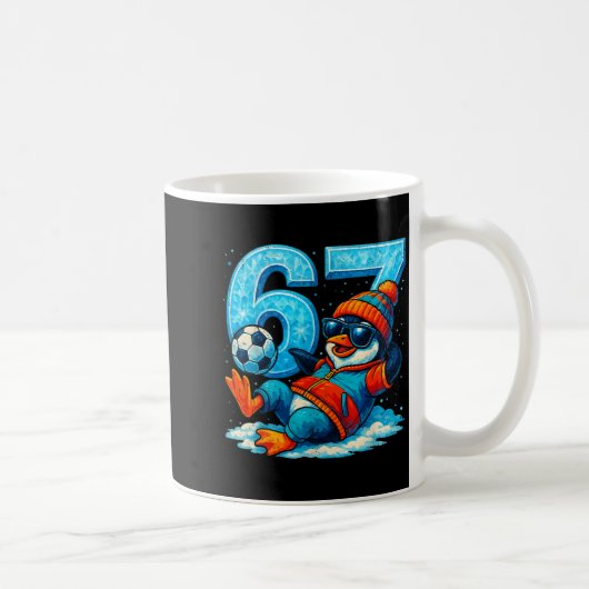 67 Penguin Soccer Funny Winter Meme Gift Kaffeetasse (Rechts)