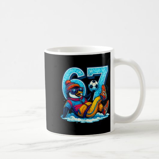 67 Penguin Soccer Funny Winter Meme Gift Kaffeetasse (Rechts)