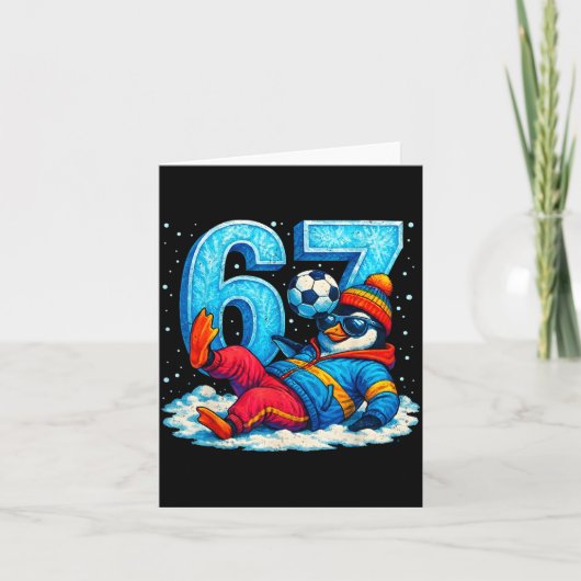 67 Penguin Soccer Funny Winter Meme Gift Karte (Vorderseite)