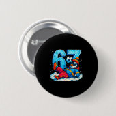 67 Pinguin Fußball Lustiges Winter Meme Geschenk Button (Vorne & Hinten)