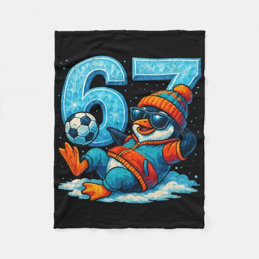 67 Pinguin Fußball Lustiges Winter Meme Geschenk Fleecedecke (Vorderseite)