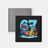 67 Pinguin Fußball Lustiges Winter Meme Geschenk Magnet (Vorderseite/Rückseite)