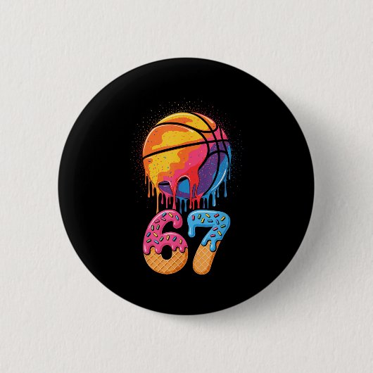 67 Player 67th Birthday Basketball Drip Number Ice Button (Vorderseite)