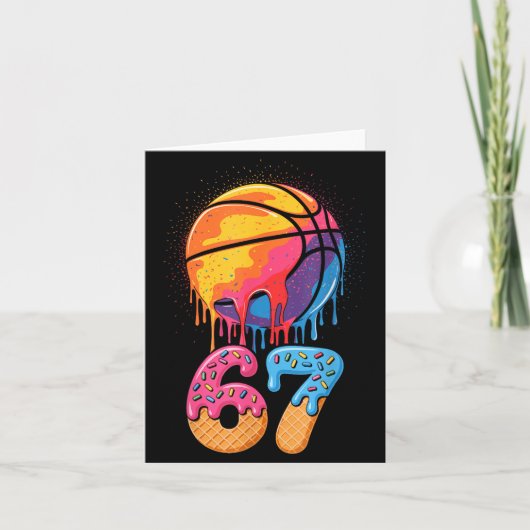 67 Player 67th Birthday Basketball Drip Number Ice Karte (Vorderseite)