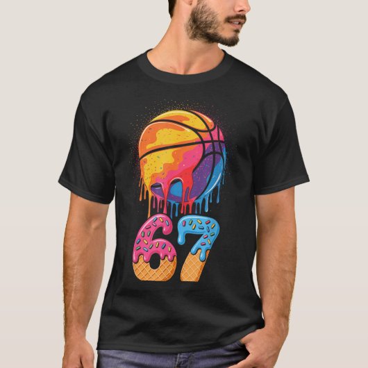 67 Player 67th Birthday Basketball Drip Number Ice T-Shirt (Vorderseite)