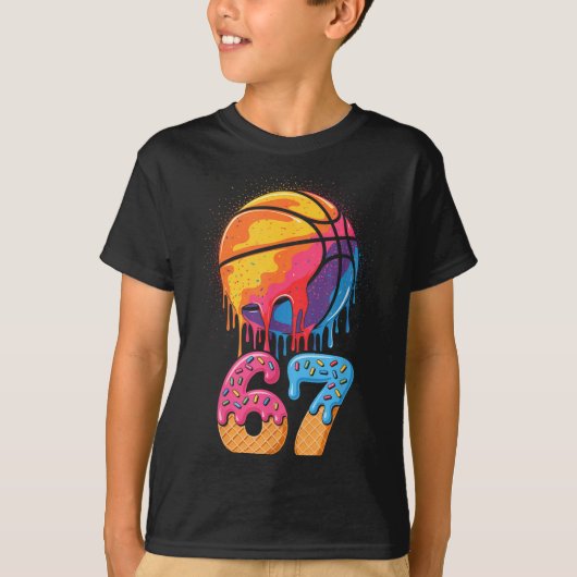 67 Player 67th Birthday Basketball Drip Number Ice T-Shirt (Vorderseite)