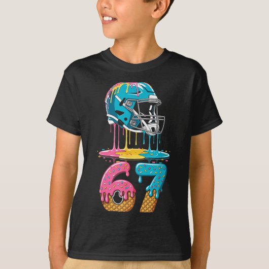 67 Player 67th Birthday Ice Cream American Footbal T-Shirt (Vorderseite)
