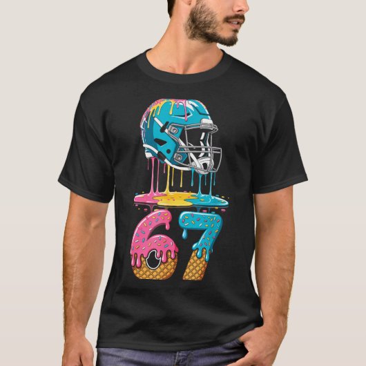 67 Player 67th Birthday Ice Cream American Footbal T-Shirt (Vorderseite)