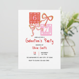 67 preppy Galentine’s Day invitation, coquette  Einladung