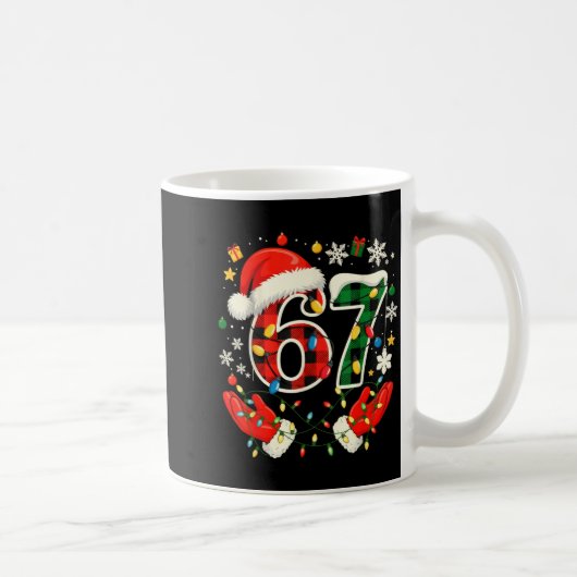 67 Red Green Plaid Lights 6 7 Funny Boys Kids Wint Kaffeetasse (Rechts)