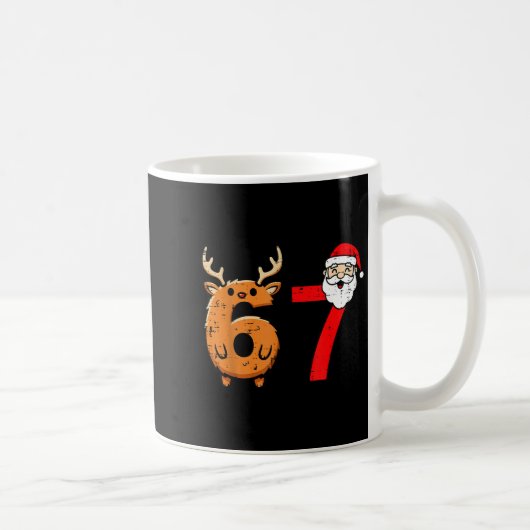 67 Reindeer Santa Funny 6 7 Meme Christmas Men Wom Kaffeetasse (Rechts)