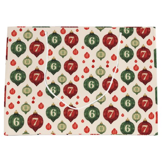 67 Retro Christmas Ornament Wrapping Paper  Große Geschenktüte (Vorderseite)