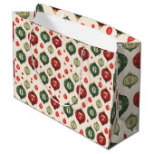 67 Retro Christmas Ornament Wrapping Paper  Große Geschenktüte (Rückseite Schrägansicht)