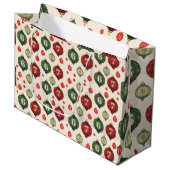 67 Retro Christmas Ornament Wrapping Paper  Große Geschenktüte (Vorderseite Schrägansicht)