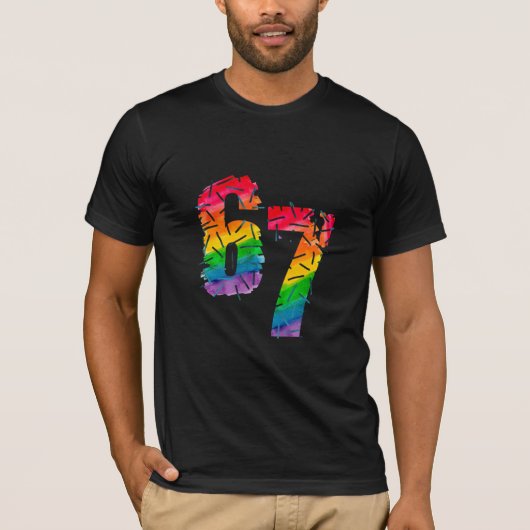 67 – Retro Neon Rainbow Vibes T-Shirt (Vorderseite)