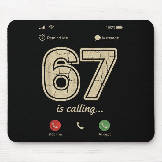 67 Ruft Lustigen Gen Z Slang Meme-Telefonbildschir Mousepad (Vorne)