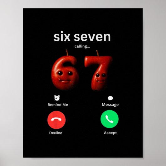67 ruft lustiges Meme 67 Dummes Ai Apple Brainro a Poster (Vorne)