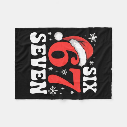 67 Santa Hat Christmas Six Seven Funny Sayings Fleecedecke (Vorderseite (Horizontal))