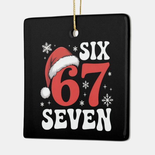 67 Santa Hat Christmas Six Seven Funny Sayings Keramikornament (Links)
