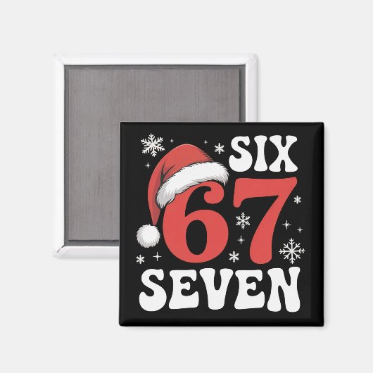 67 Santa Hat Christmas Six Seven Funny Sayings Magnet (Vorderseite/Rückseite)