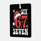 67 Santa Hat Christmas Six Seven Funny Sayings Ornament Aus Metall (Vorderseite links)