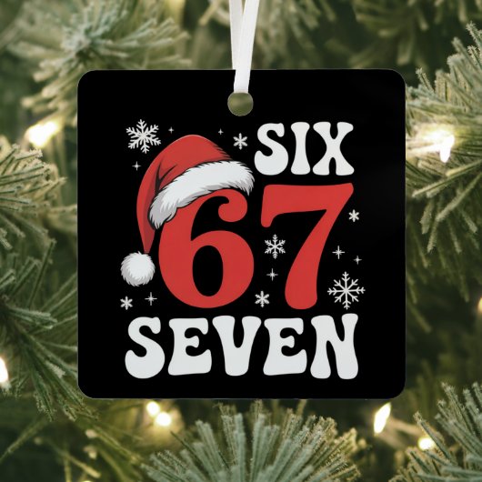 67 Santa Hat Christmas Six Seven Funny Sayings Ornament Aus Metall (InSitu)
