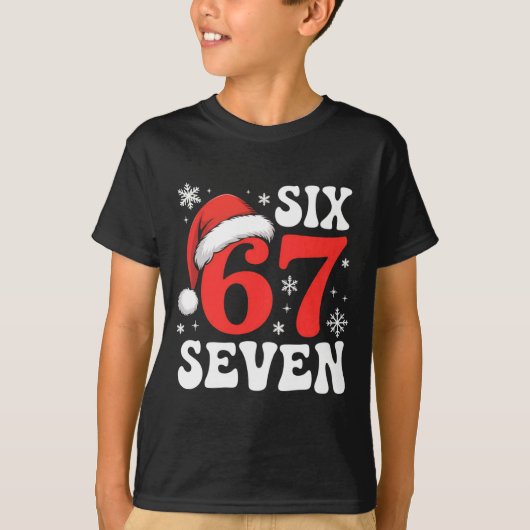 67 Santa Hat Christmas Six Seven Funny Sayings T-Shirt (Vorderseite)