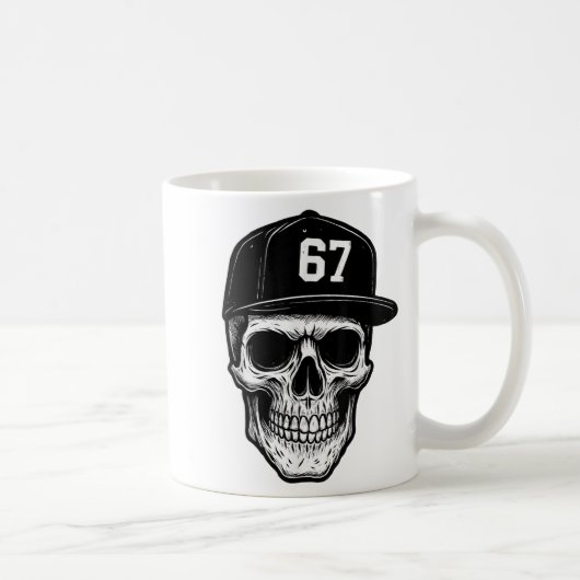 67 Schädel Halloween Brainrot Meme Sechs Sieben Ki Kaffeetasse (Rechts)