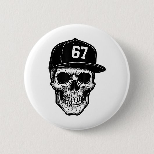 67 Schädel Halloween Brainrot Meme Six Seven Kids Button (Vorderseite)